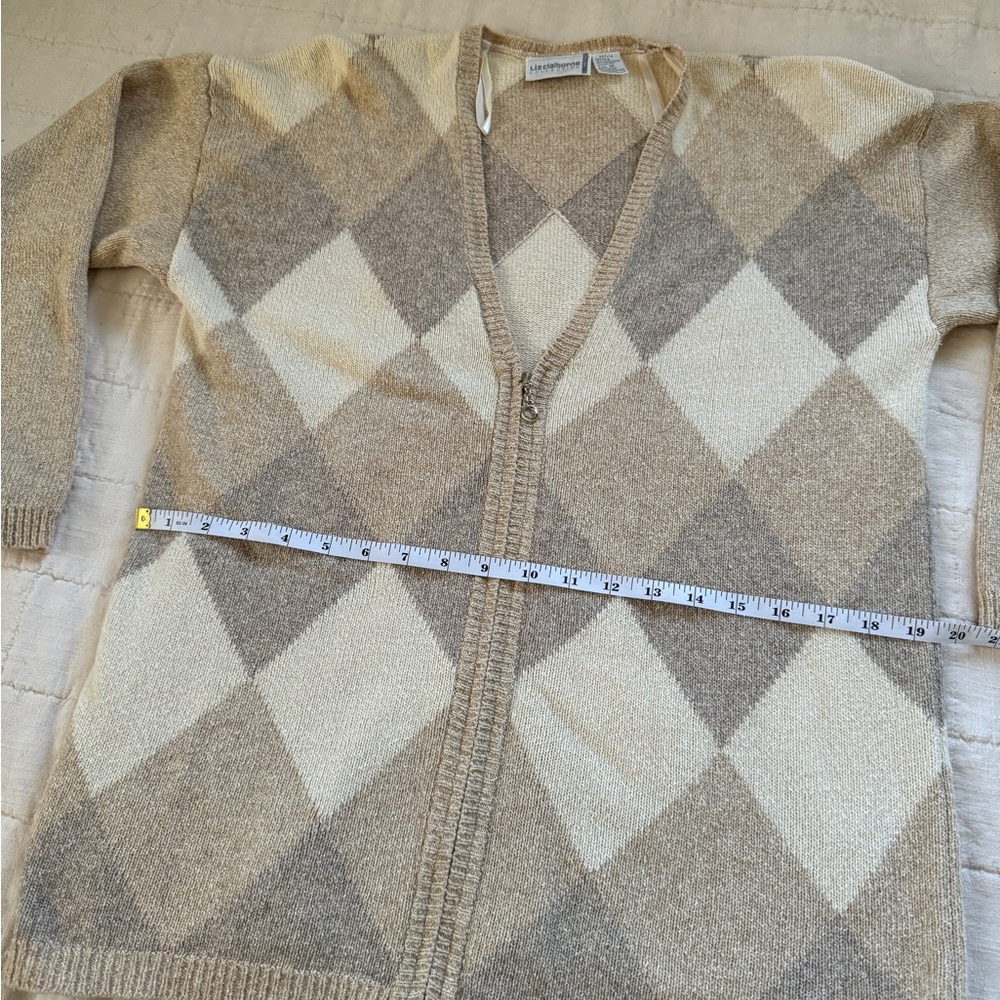 Liz Claiborne Argyle Cardigan Sweater - Picture 6 of 7